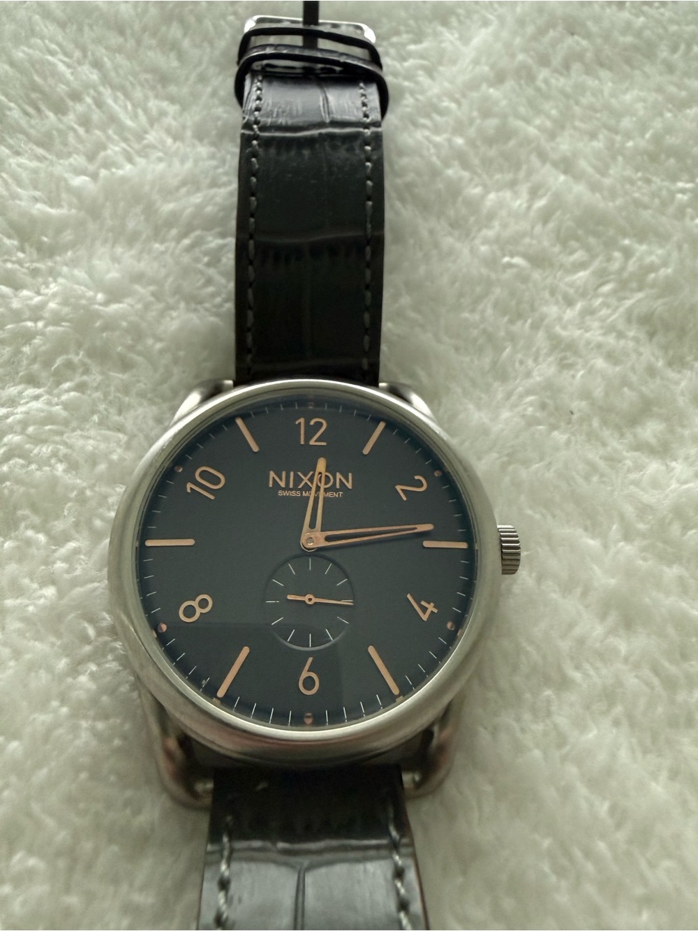 Nixon C45 Black Dial Watch with Rose Gold Accents. 45mm